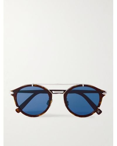 Dior Blacksuit R7u Acetate And Silver-tone Round-frame Sunglasses - Blue