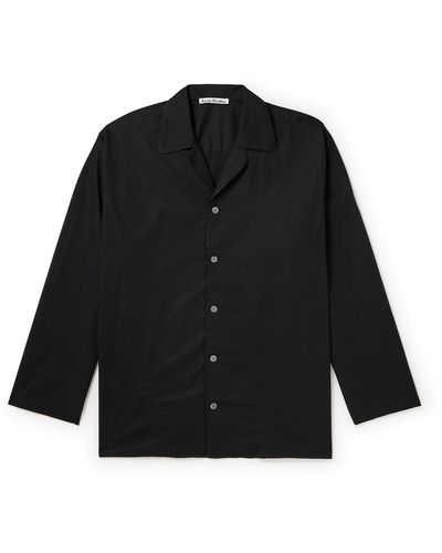 Acne Studios Samir Camp-collar Cotton-blend Poplin Shirt - Black