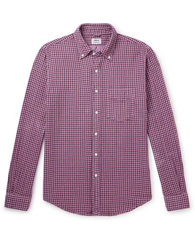 Aspesi New Robert Button-down Collar Checked Cotton-flannel Shirt - Purple