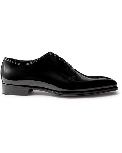 George Cleverley Merlin Whole-cut Patent-leather Oxford Shoes - Black
