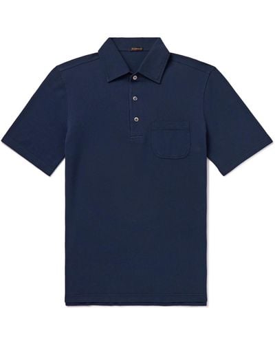 Rubinacci Slim-fit Cotton-piqué Polo Shirt - Blue