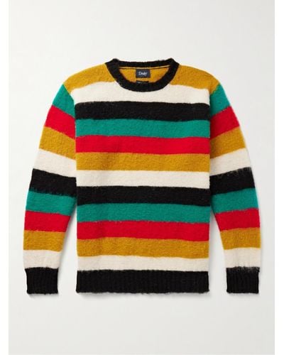 Drake's Striped Brushed-wool Sweater - Black