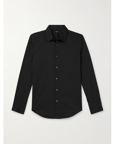 Theory Sylvain Slim-fit Cotton-blend Poplin Shirt - Black