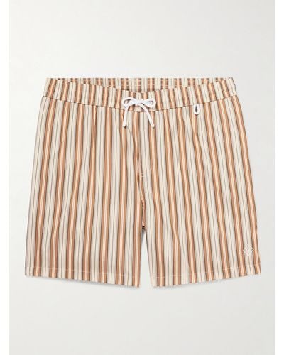 Loro Piana Bay Straight-leg Mid-length Striped Swim Shorts - Natural