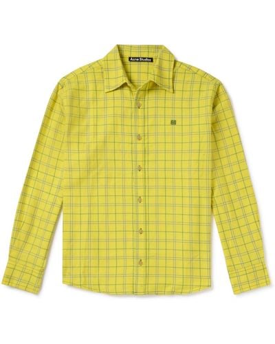 Acne Studios Sarlie Logo-appliquéd Checked Cotton-flannel Shirt - Yellow