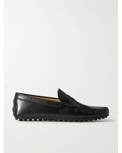Tod's City Gommino Logo-debossed Leather Driving Shoes - Black