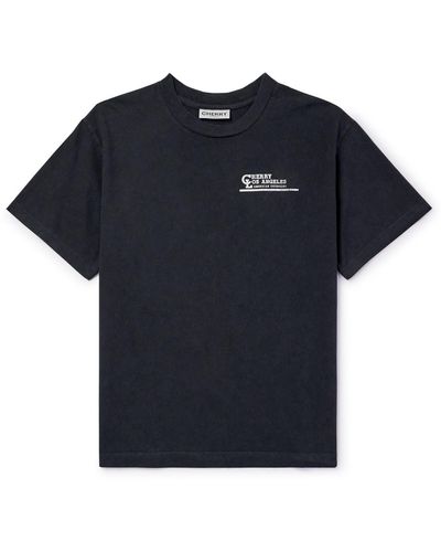 CHERRY LA American Outdoorsman Garment-dyed Logo-print Cotton-jersey T-shirt - Blue