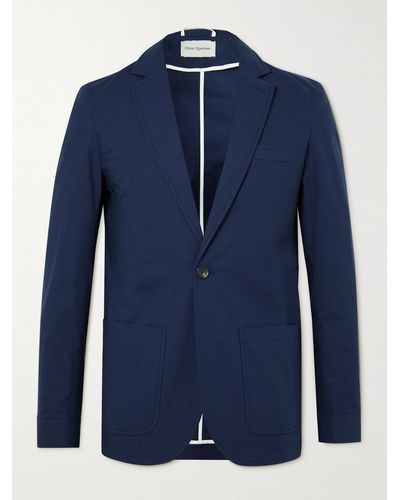 Oliver Spencer Fairway Unstructured Cotton-blend Suit Jacket - Blue