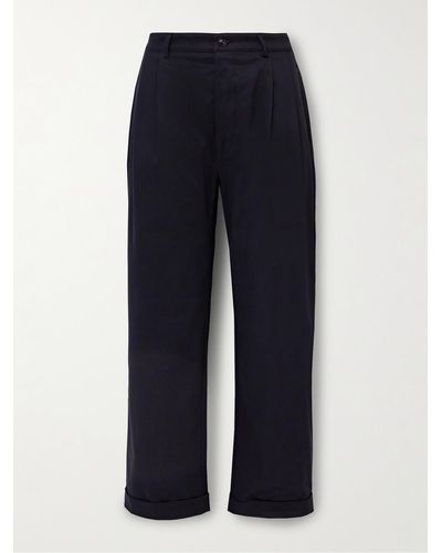 Ghiaia Pantaloni chino a gamba dritta in twill di cotone con pinces Marinaio - Blu