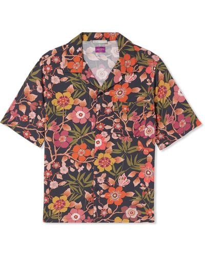 Onia Camp-collar Floral-print Woven Shirt - Red