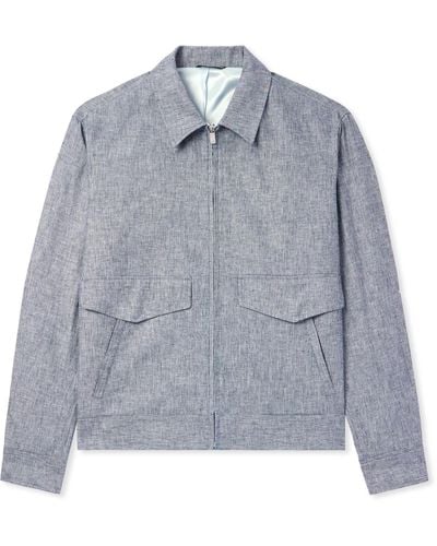 Richard James Striped Linen And Cotton-blend Blouson Jacket - Blue