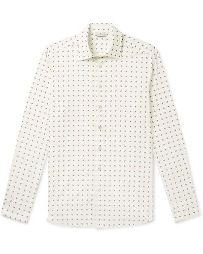 Etro Slim-fit Paisley-print Cotton-poplin Shirt - White