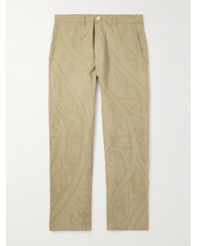 Kardo Thomas Embroidered Cotton And Linen-blend Trousers - Natural