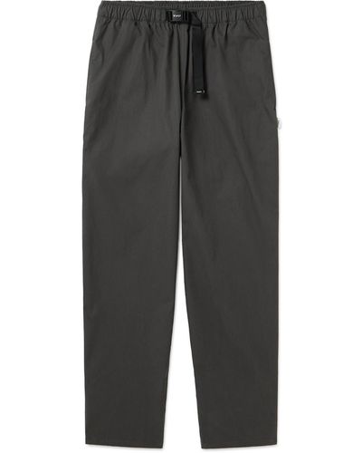 WTAPS Tapered Belted Cotton-blend Pants - Gray