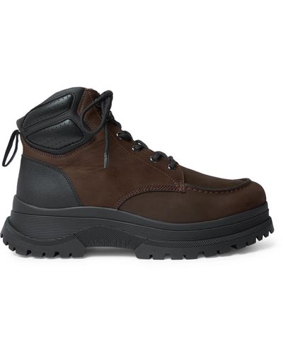 Moncler Ulderic Leather-trimmed Shearling-lined Nubuck Boots - Black