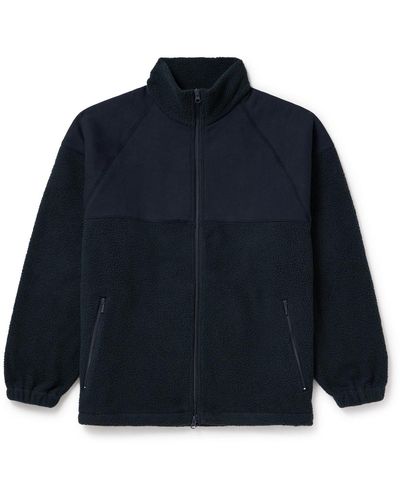 Beams Plus Mil Paneled Cotton-jersey And Fleece Zip-up Jacket - Blue