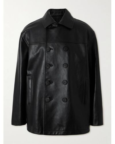 Givenchy Leather Peacoat - Black