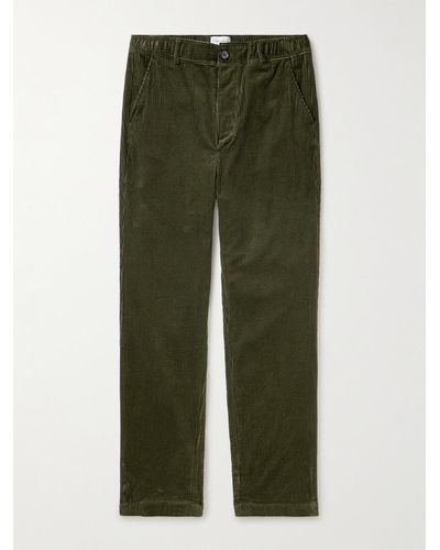 Oliver Spencer Hudson Straight-leg Cotton-corduroy Drawstring Pants - Green