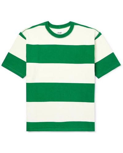 Drake's Striped Cotton-jersey T-shirt - Green