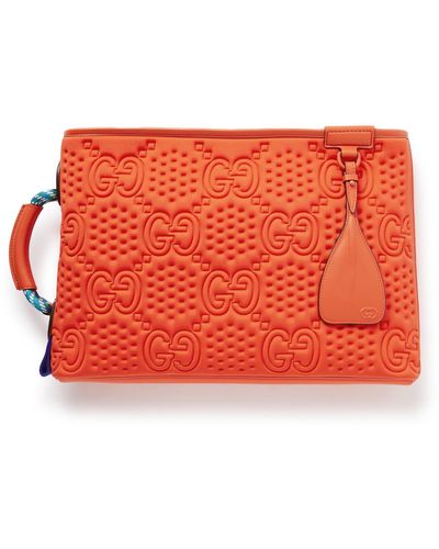 Gucci Diver Leather-trimmed Logo-embossed Shell Pouch - Red