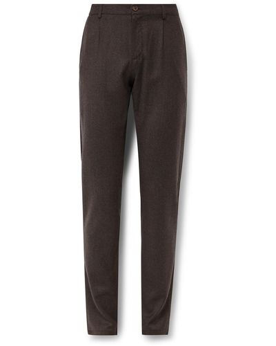 Canali Straight-leg Pleated Wool-flannel Pants - Brown