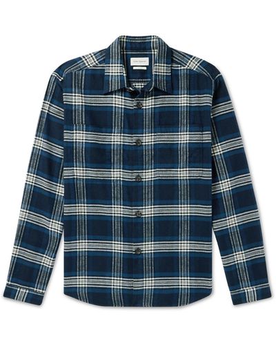 Oliver Spencer Treviscoe Checked Organic Cotton-flannel Shirt - Blue