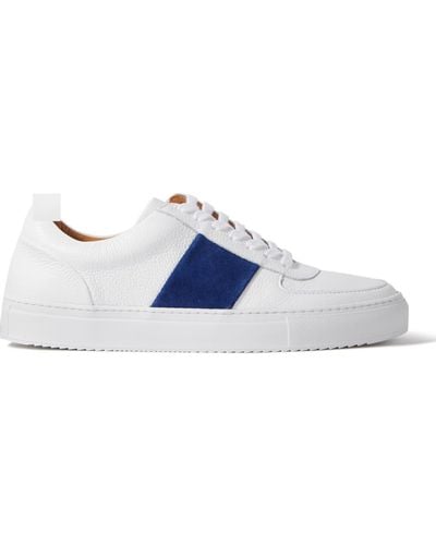 MR P. Larry Pebble-grain Leather And Suede Sneakers - Blue