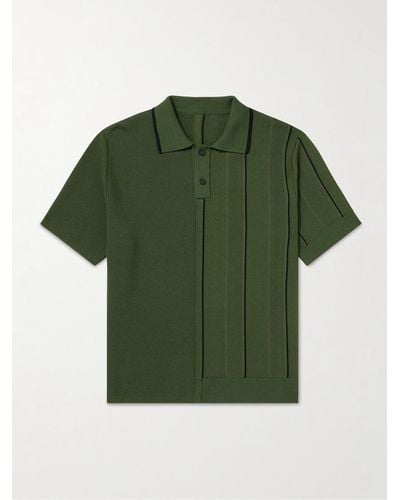 Jacquemus Juego Striped Knitted Polo Shirt - Green