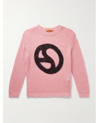 Acne Studios Kitaly Glittered Logo-print Knitted Jumper - Pink