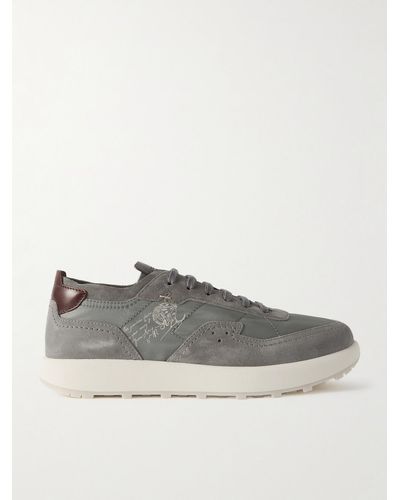 Berluti Light Track Venezia Leather-trimmed Nylon And Suede Trainers - Grey
