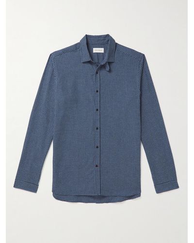 Oliver Spencer Clerkenwell Checked Cotton-flannel Shirt - Blue