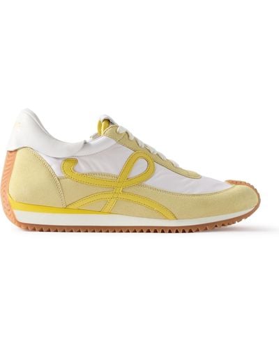 Loewe Paula's Ibiza Flow Runner Leather-trimmed Suede And Shell Sneakers - Yellow