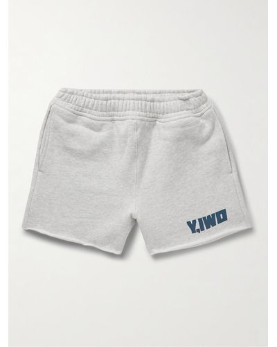 Y,IWO Straight-leg Logo-print Cotton-jersey Shorts - Grey