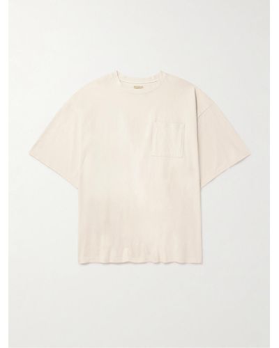 Kapital Zweifarbiges bedrucktes T-Shirt aus Baumwoll-Jersey mit Distressed-Details - Weiß