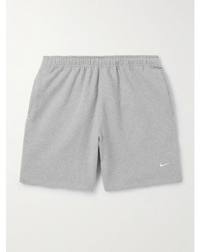 Nike Solo Swoosh Straight-leg Logo-embroidered Cotton-blend Jersey Shorts - Grey