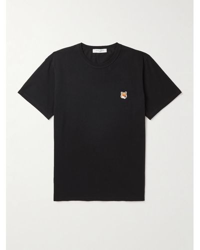 Maison Kitsuné Logo-appliquéd Cotton-jersey T-shirt - Black