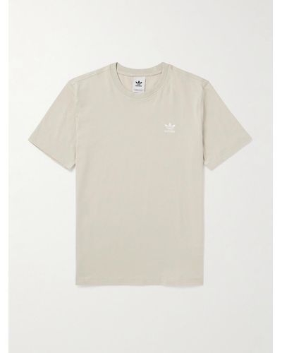 adidas Originals Essentials T-Shirt aus Baumwoll-Jersey mit Logostickerei - Weiß