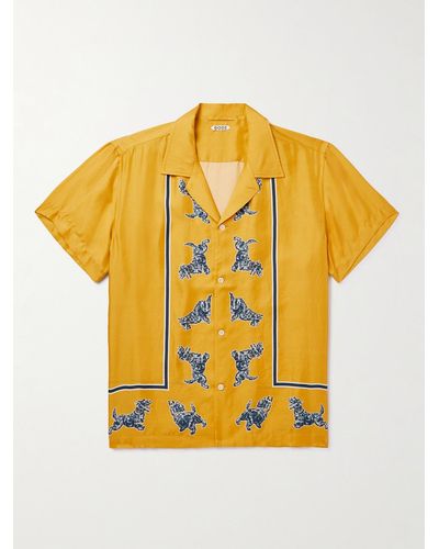 Bode Hemd aus bedrucktem Seiden-Twill - Gelb
