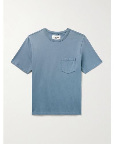 Corridor NYC T-shirt in jersey di cotone tinta in capo - Blu