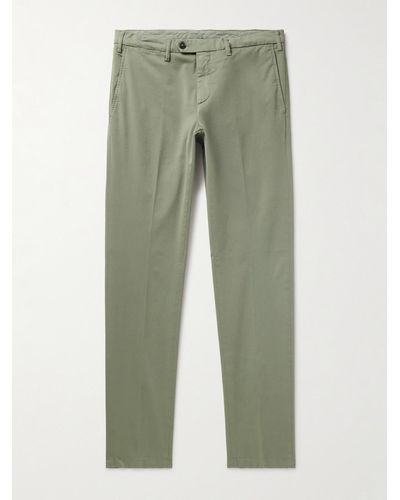 Canali Pantaloni chino slim-fit in twill di misto cotone - Verde