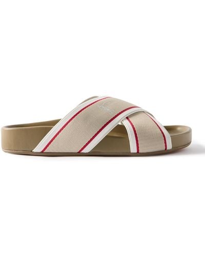 Christian Louboutin Striped Webbing Sandals - Natural