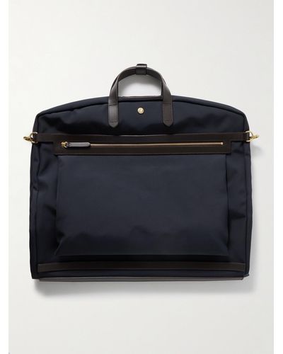 Mismo Leather-trimmed Recycled-shell Garment Bag - Blue