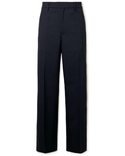 Barena Delfo Straight-leg Wool-blend Flannel Pants - Blue