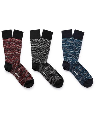 Missoni Three-pack Striped Cotton-blend Jacquard Socks - Black