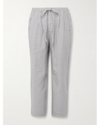 Massimo Alba Key West Straight-leg Pleated Linen Drawstring Trousers - Grey