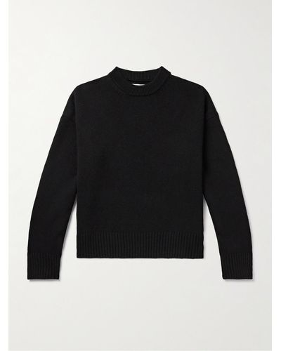 Ami Paris Merino Wool And Cashmere-blend Jumper - Black