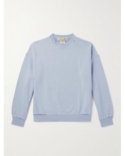 Remi Relief Distressed Cotton-jersey Sweatshirt - Blue