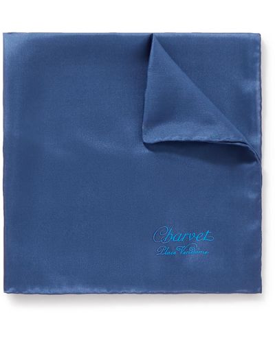 Charvet Logo-print Silk Pocket Square - Blue