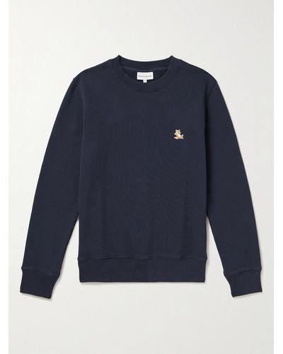 Maison Kitsuné Chillax Fox Sweatshirt aus Baumwoll-Jersey mit Logoapplikation - Blau