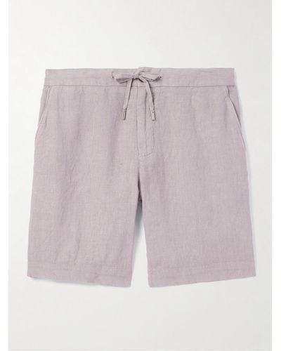 MR P. Straight-leg Linen Drawstring Bermuda Shorts - Purple
